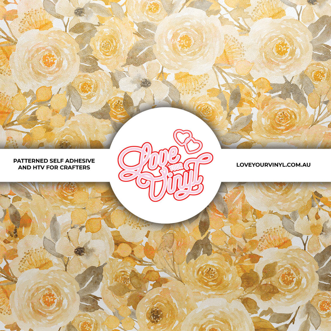 Yellow Floral Patterned Vinyl LYV_2244