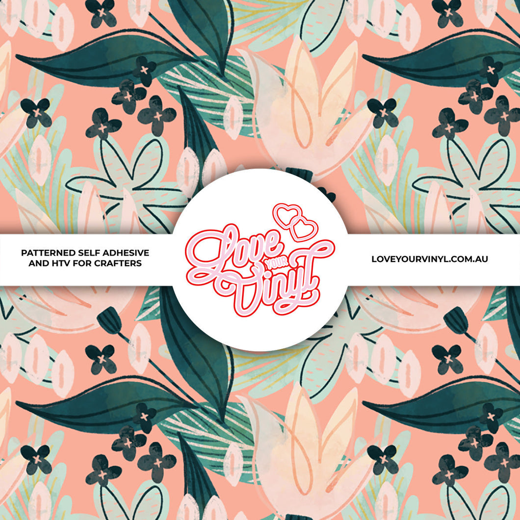 Abstract Floral Patterned Vinyl LYV_225