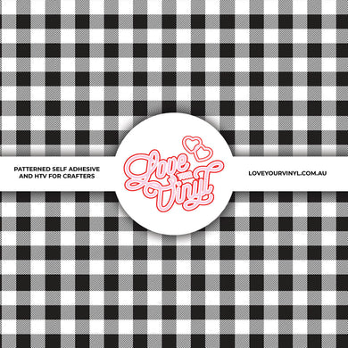 Gingham craft vinyl sheet - HTV - Adhesive Vinyl - black and white pat