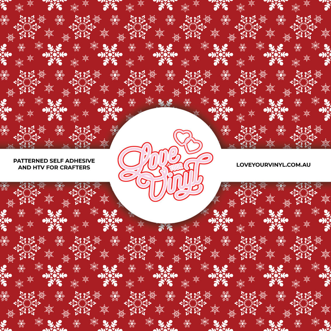 Red Snowflakes Patterned Vinyl LYV_2303