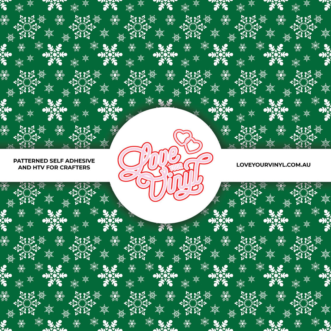Green Snowflaskes Patterned Vinyl LYV_2304
