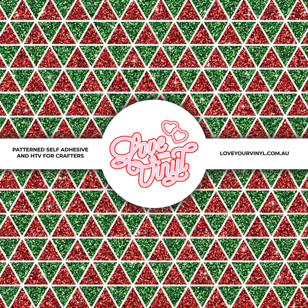 Glitter Christmas Triangles Patterned Vinyl LYV_2321