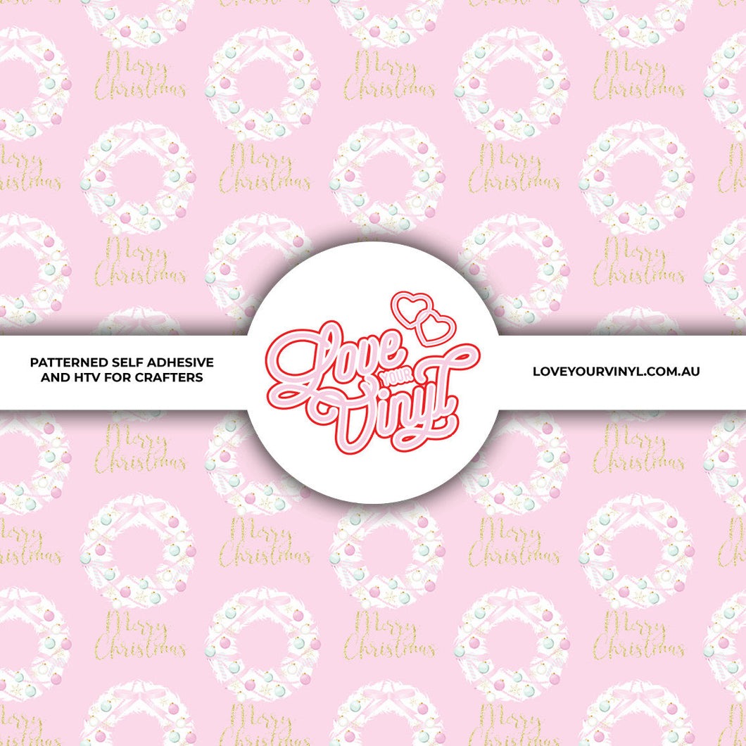 Pink Christmas Wreath Patterned Vinyl LYV_2349