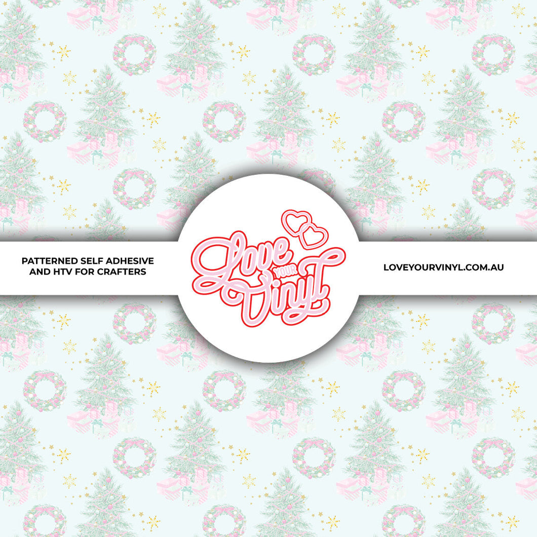 Pink and Mint Christmas Trees Patterned Vinyl LYV_2350