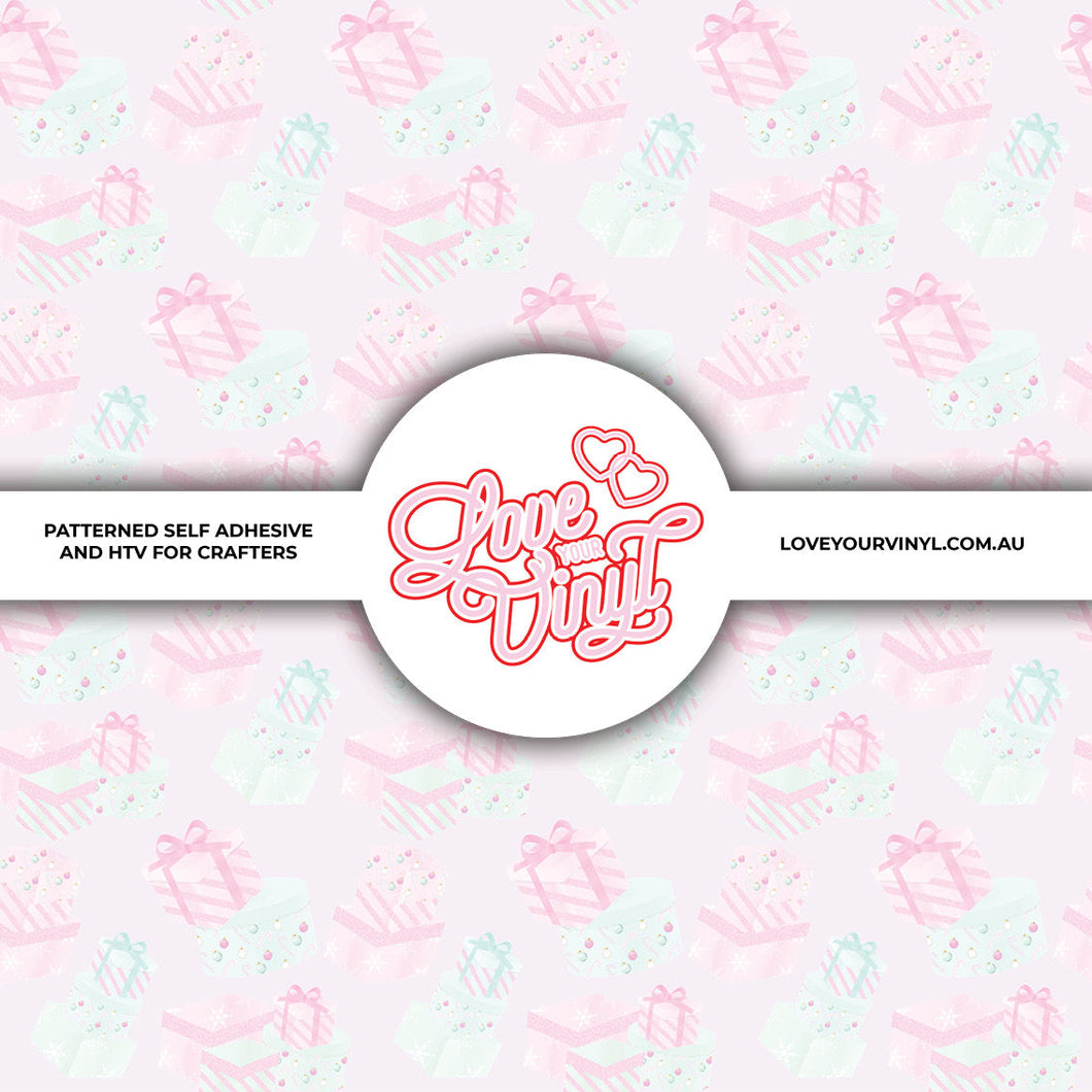 Pink And Mint Christmas Presents Patterned Vinyl LYV_2353