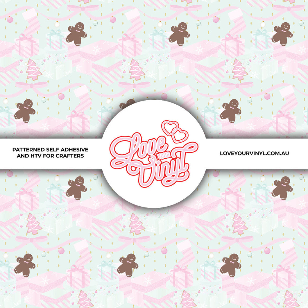 Pink Mint Christmas Patterned Vinyl LYV_2355