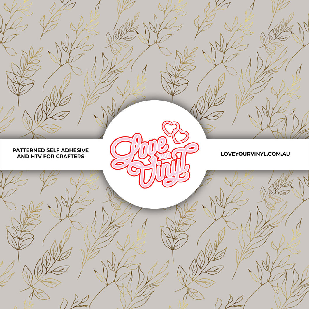 Gold Leaves Patterned Vinyl LYV_240