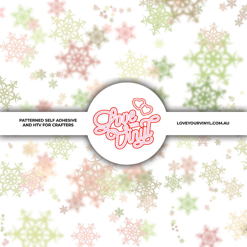 White and Green Christmas Flakes Patterned Vinyl LYV_2417