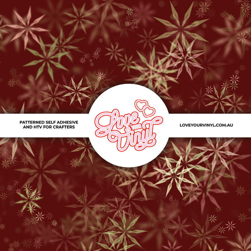 Red Christmas Flakes Patterned Vinyl LYV_2418