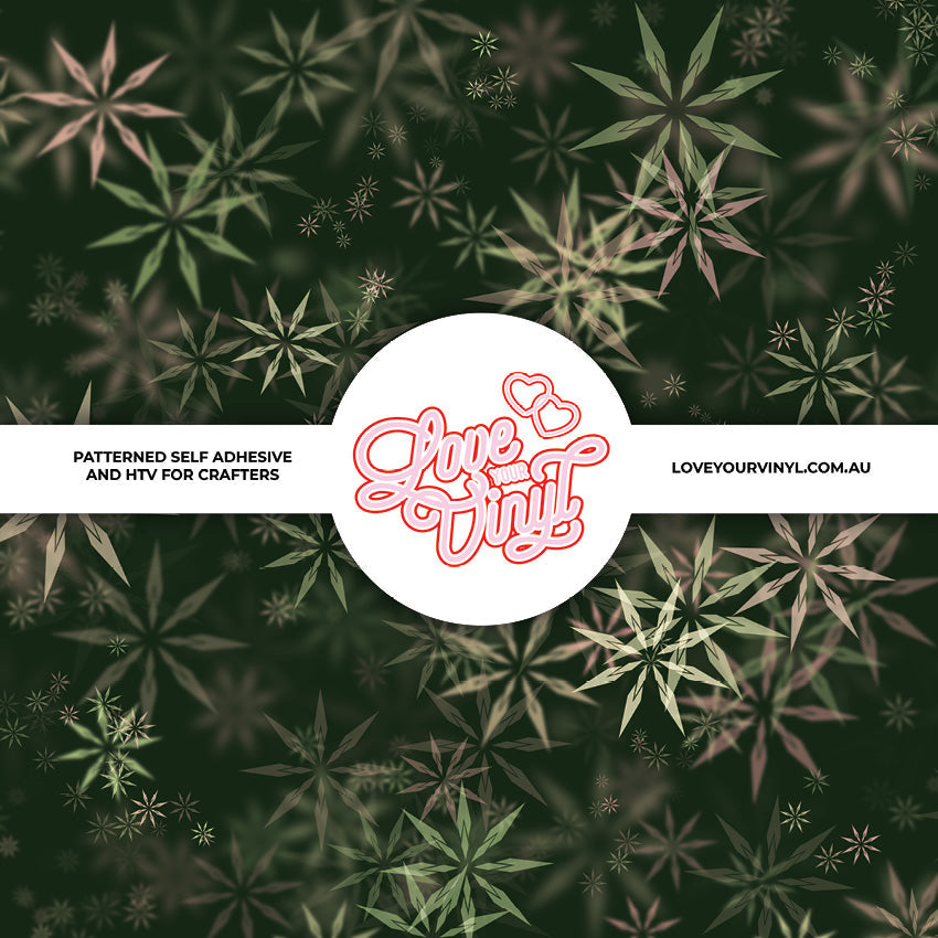 Pink and Green Christmas Flakes Patterned Vinyl LYV_2419