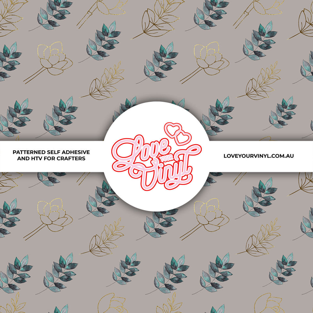 Leaves Gold Foil Patterned Vinyl LYV_241