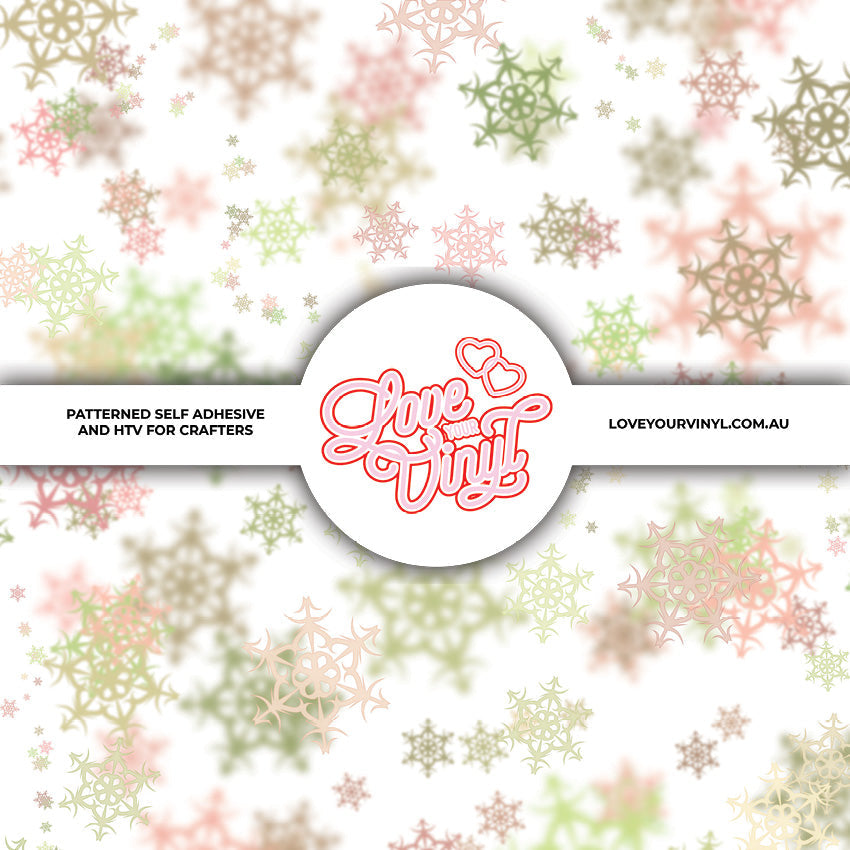 White and Pink Christmas Snowflakes Patterned Vinyl LYV_2420
