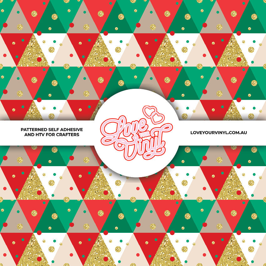 Red and Green Christmas Triangle Patterned Vinyl LYV_2428