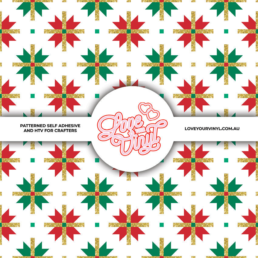 Green and Red  Christmas Ribbon Patterned Vinyl LYV_2430