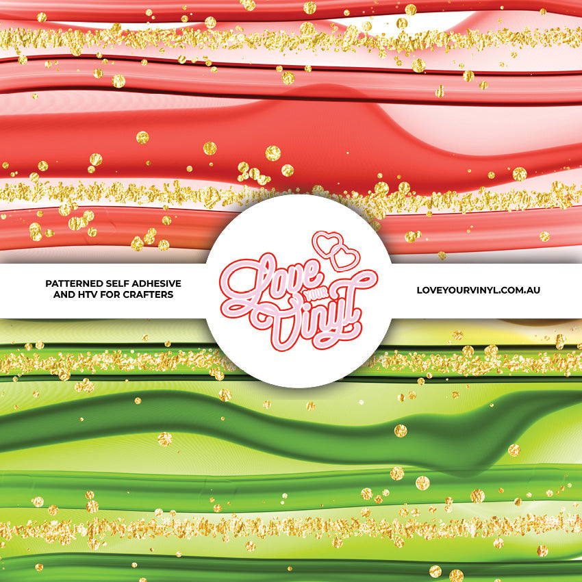 Red and Yellow Green Christmas Patterned Vinyl LYV_2439