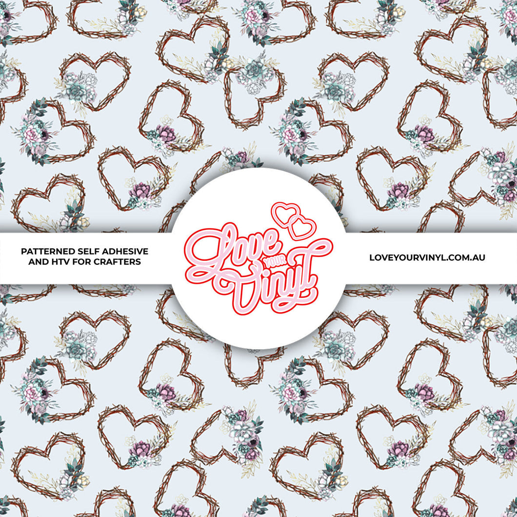 Rustic Floral Heart Patterned Vinyl LYV_243