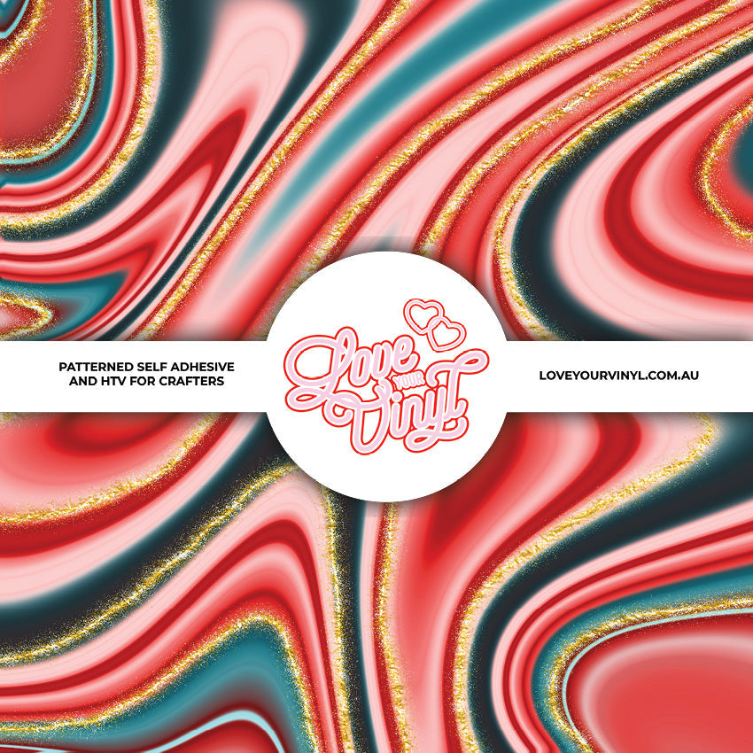 Pink and Blue Christmas Whirls Patterned Vinyl LYV_2446