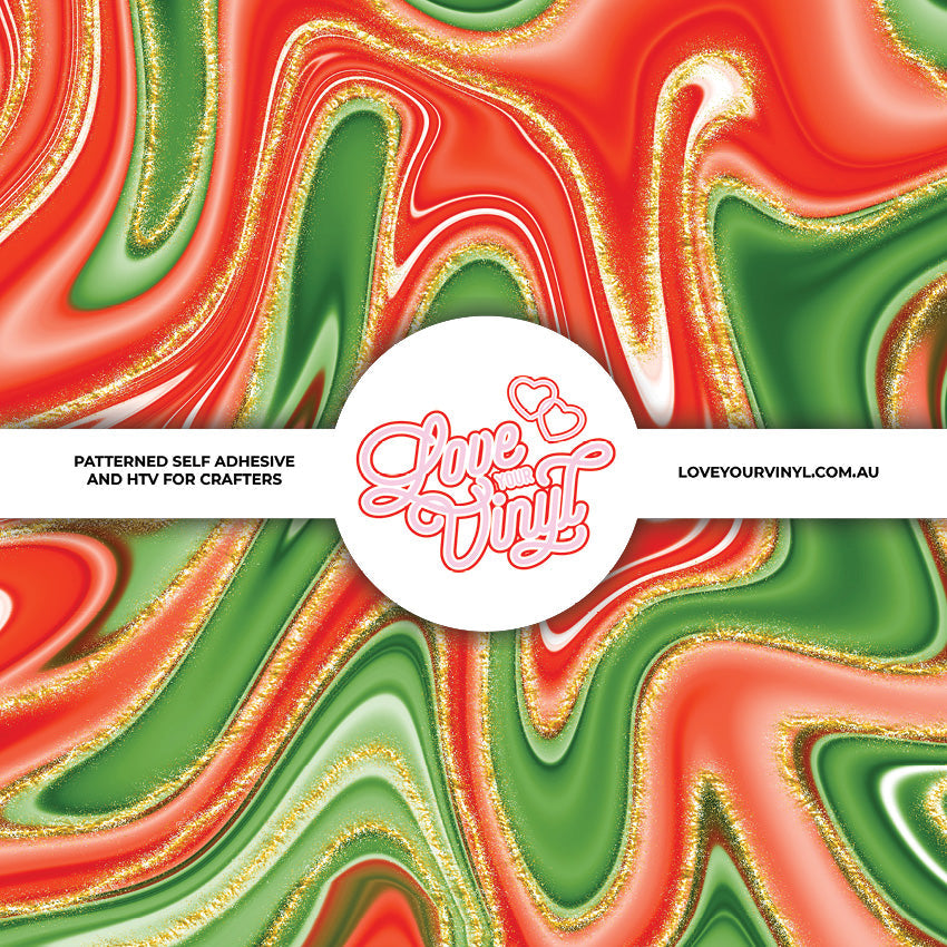 Red and Green Christmas Whirls Patterned Vinyl LYV_2447