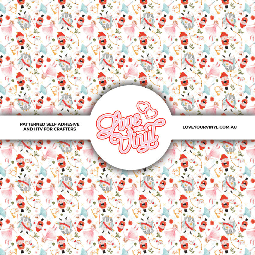Pink Christmas Nutcracker & Ballerina Patterned Vinyl LYV_2451