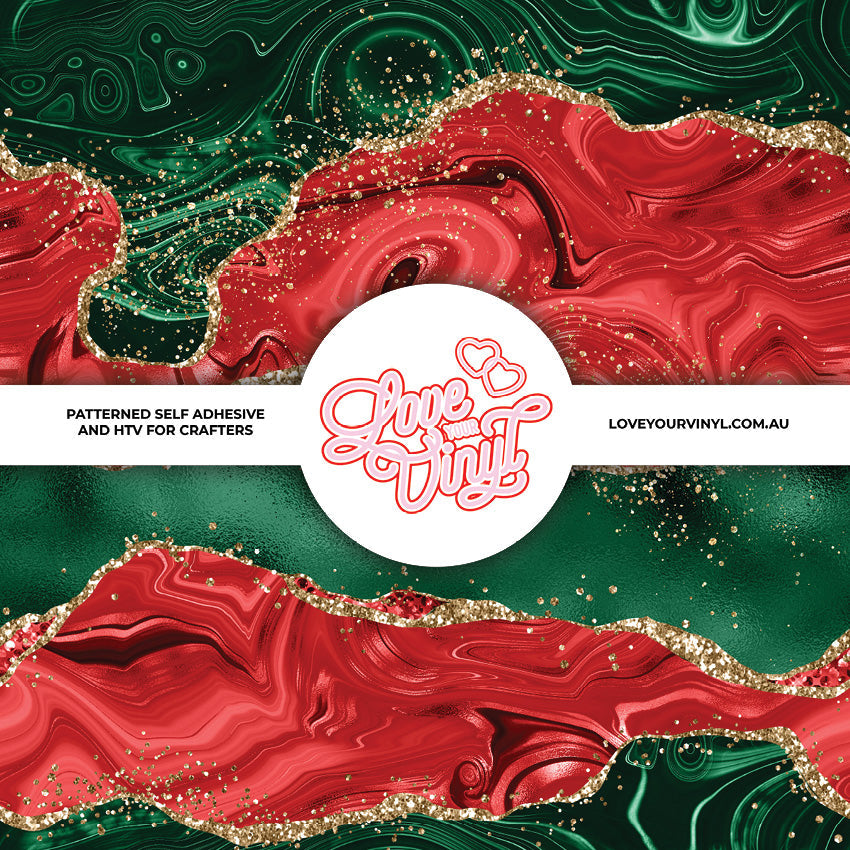 Red, Green and Gold Christmas Shimmers Patterned Vinyl LYV_2452