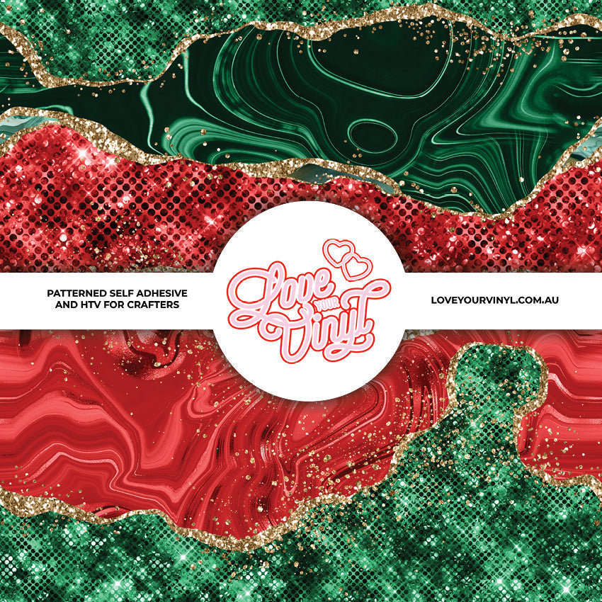 Green and Red Christmas Shimmers Patterned Vinyl LYV_2453