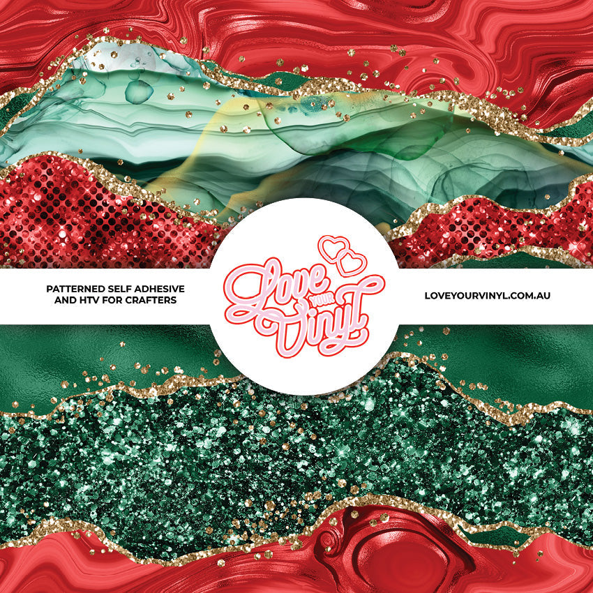 Red & Green Christmas Glitters Patterned Vinyl LYV_2456