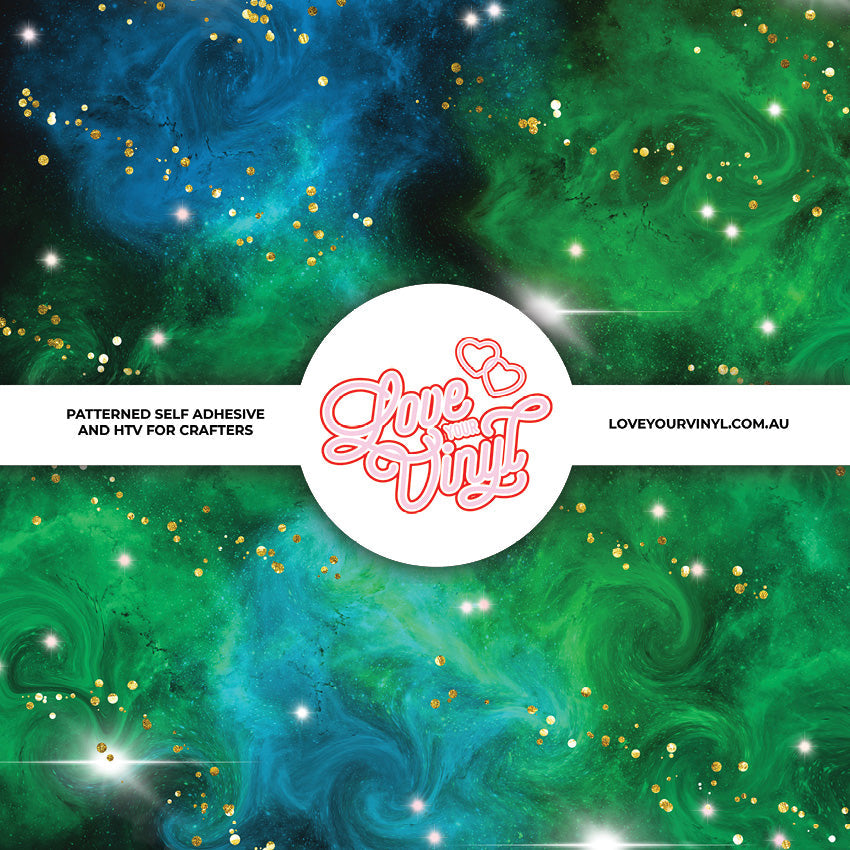 Blue and Green Galaxy Christmas Patterned Vinyl LYV_2463