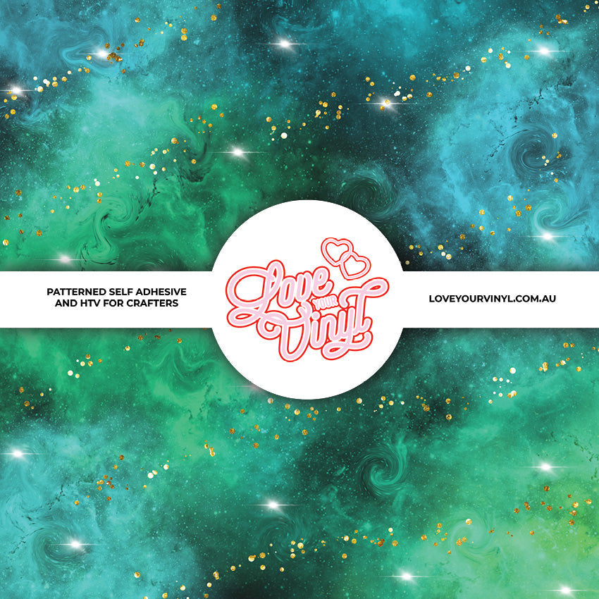 Green and Blue Christmas Galaxy Patterned Vinyl LYV_2469