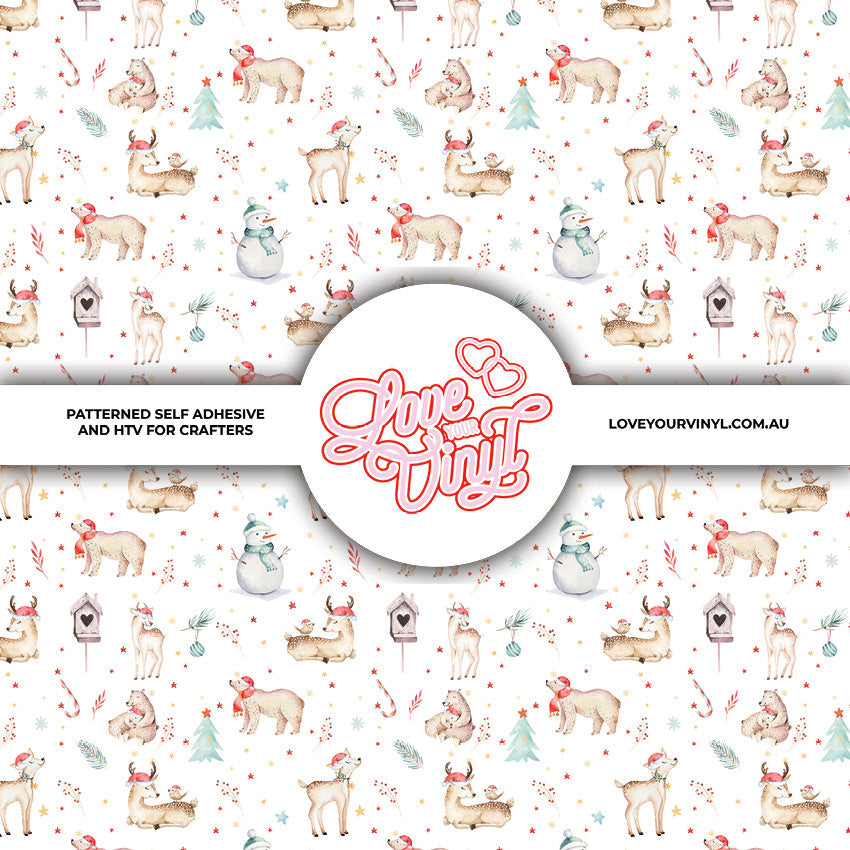 White Christmas Animal Patterned Vinyl LYV_2476