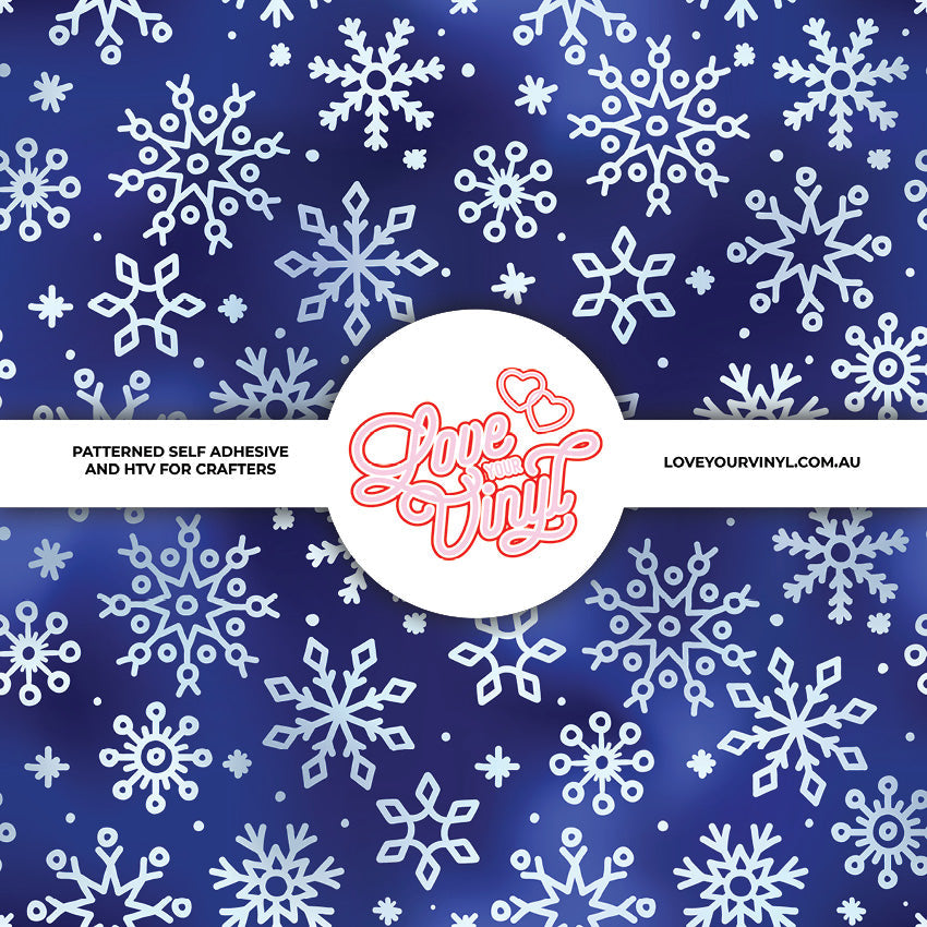 Gradient Blue Snowflakes Christmas Patterned Vinyl LYV_2477