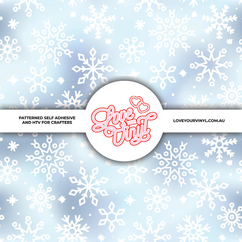 Gradient Blue Christmas Snowflakes Patterned Vinyl LYV_2478