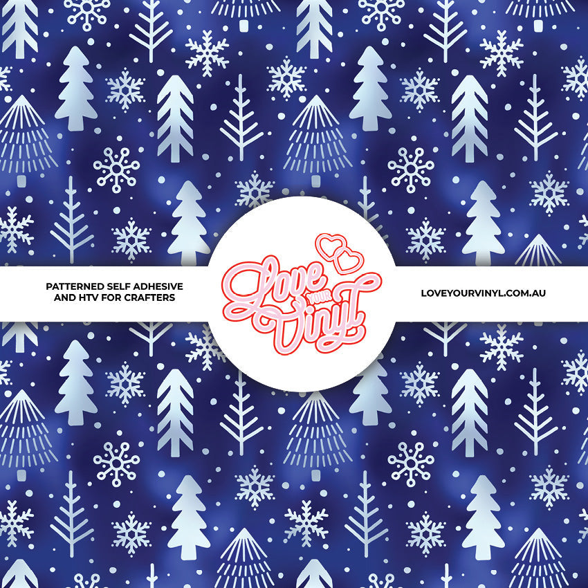 Gradient Royal Blue Christmas Tree Patterned Vinyl LYV_2480