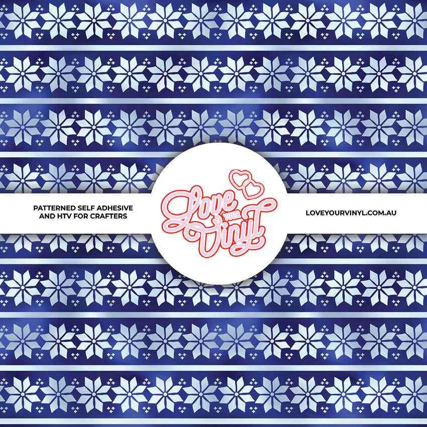 Gradient Royal Blue Christmas Snowflakes Patterned Vinyl LYV_2483