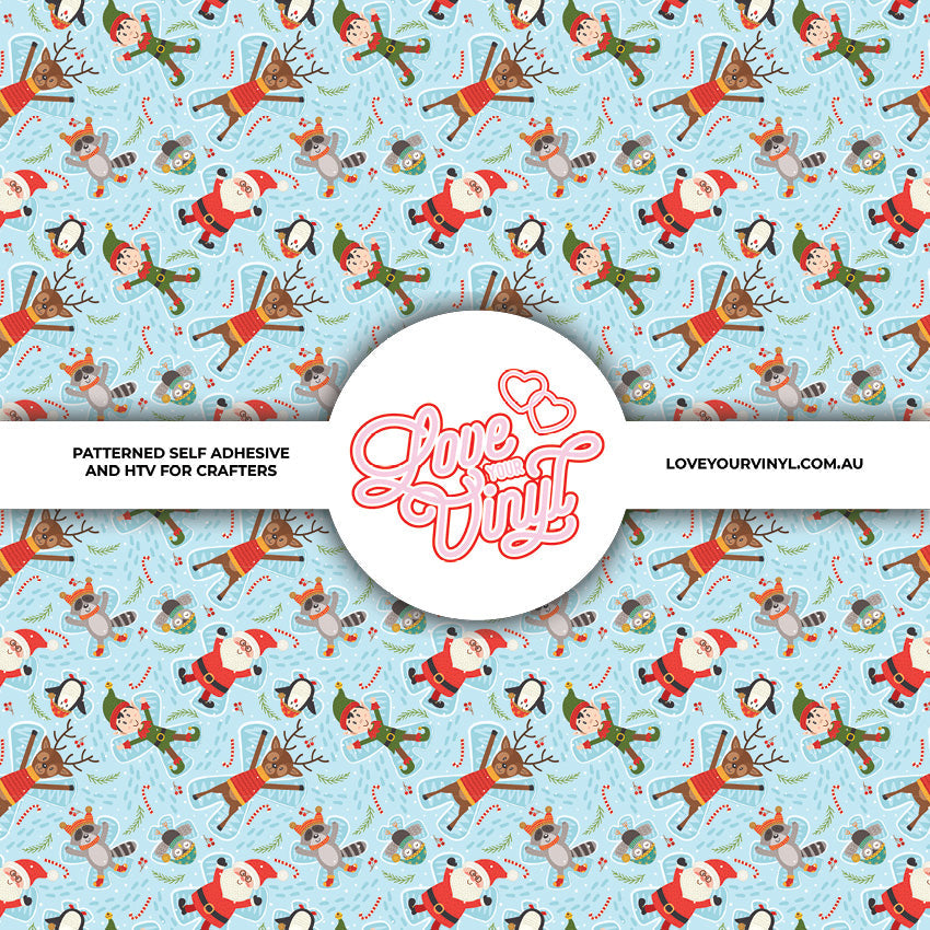 Light Blue Christmas Figures Patterned Vinyl LYV_2488