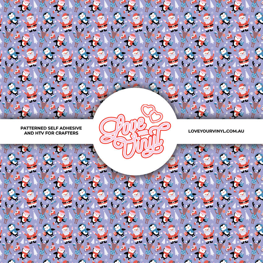 Purple Santa Claus Christmas Patterned Vinyl LYV_2489