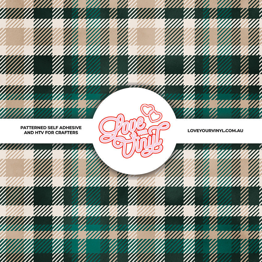 Green and Pink Checkered Christmas Patterned Vinyl LYV_2494