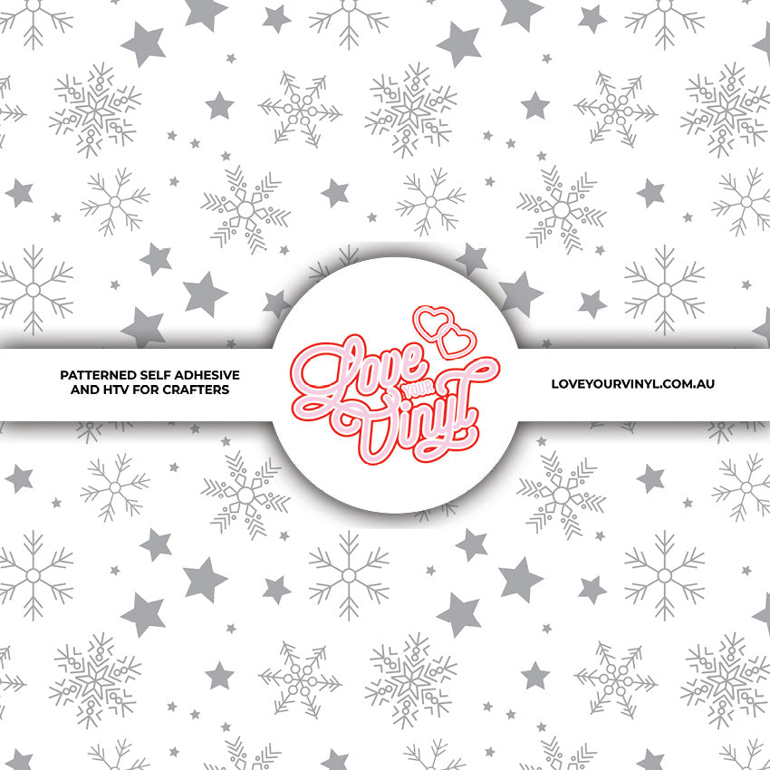 White and Grey Christmas Snowflakes Patterned Vinyl LYV_2512