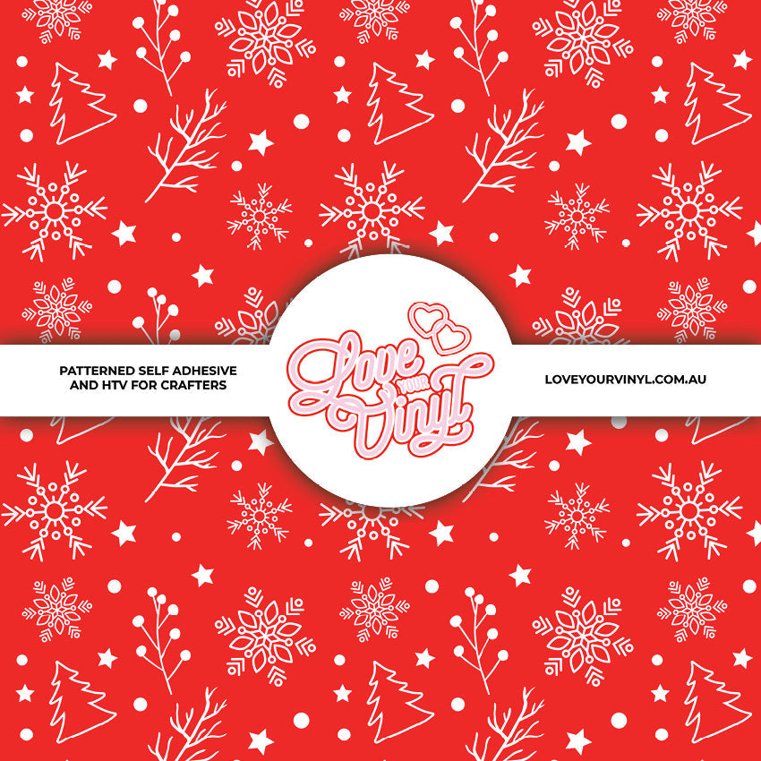 Red and White Christmas Decorations Patterned Vinyl LYV_2518