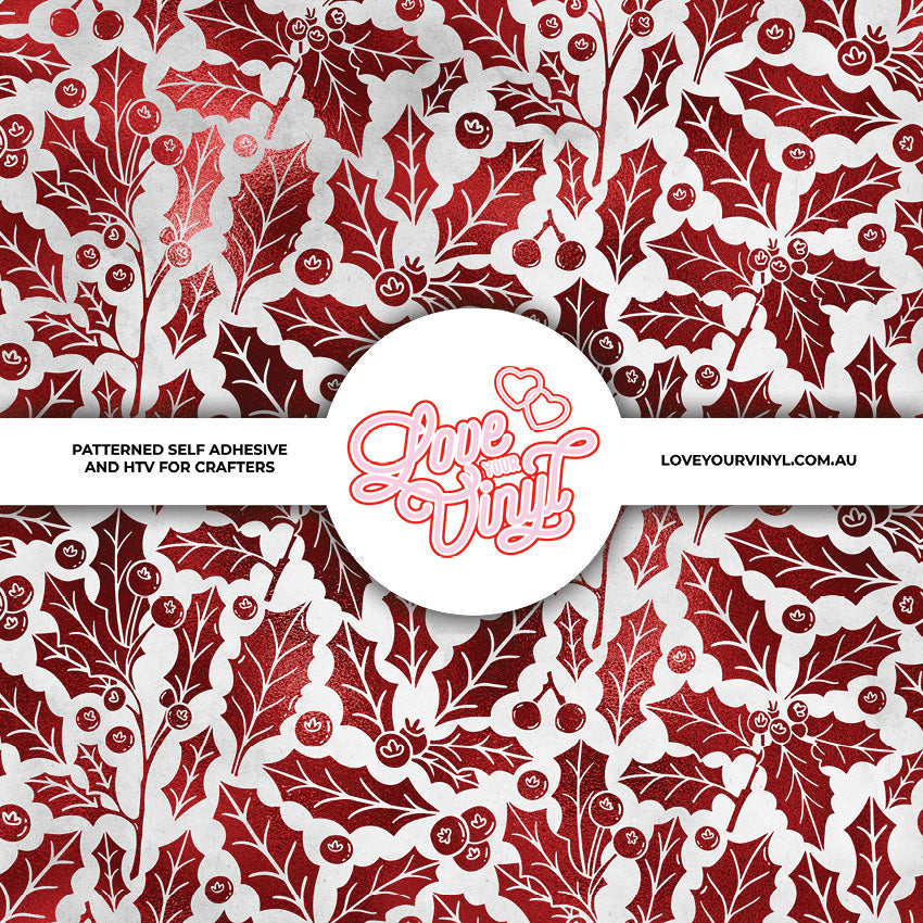 Red Leaves Christmas Patterned Vinyl LYV_2523