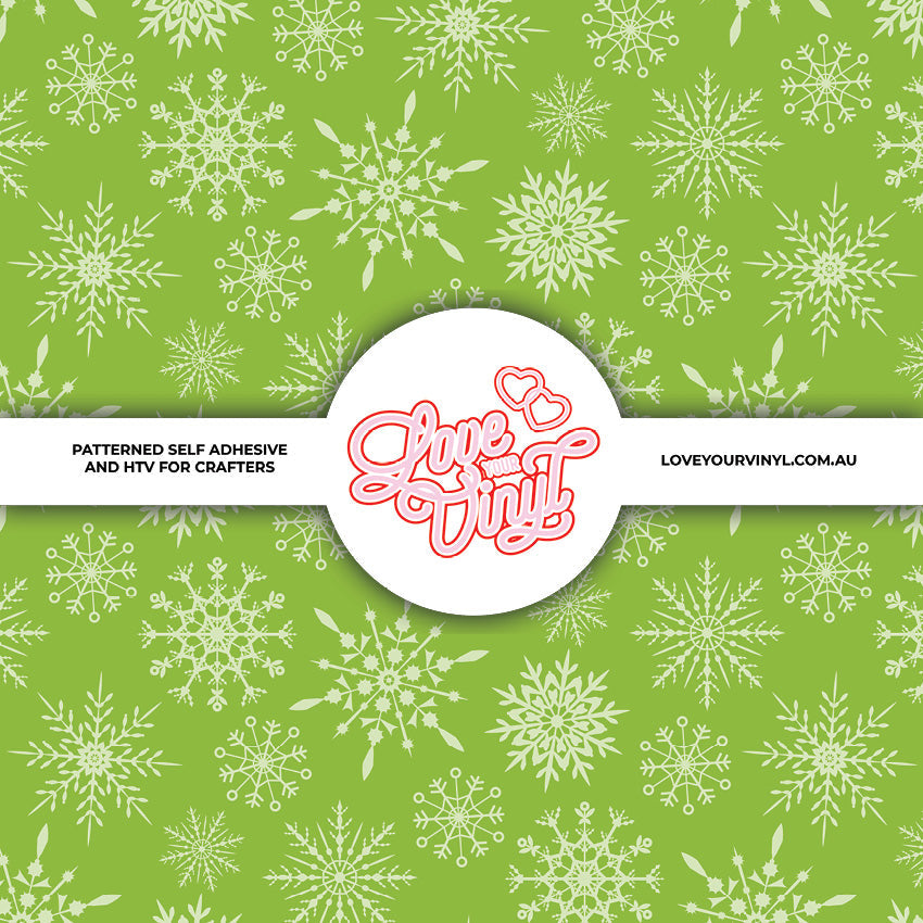 Green Snowflakes Patterned Vinyl LYV_2541