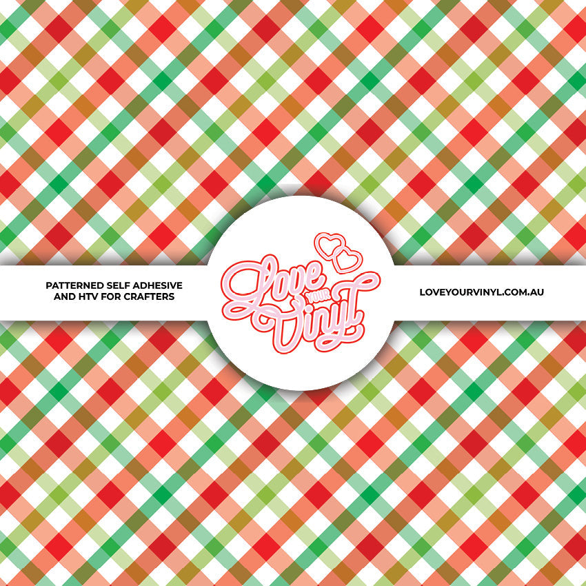 Red and Green Christmas Check Patterned Vinyl LYV_2545