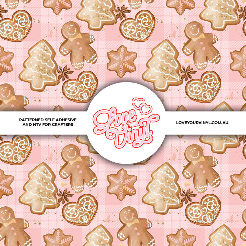 Pink Gingerbread Christmas Patterned Vinyl LYV_2563