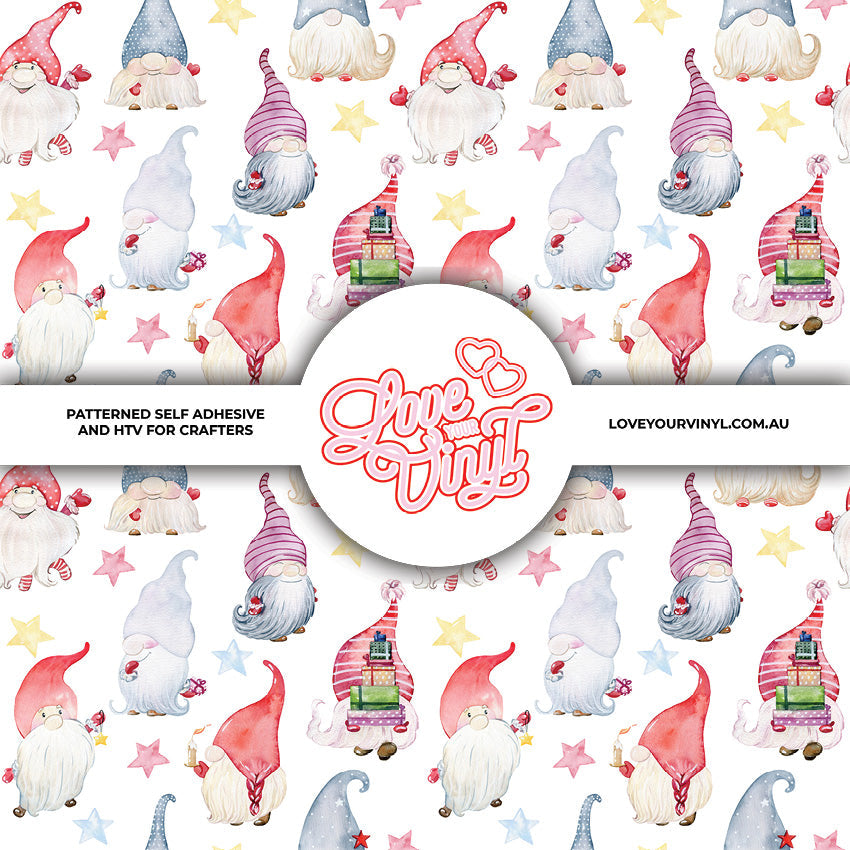 Watercolour Gnomes Christmas Patterned Vinyl LYV_2749