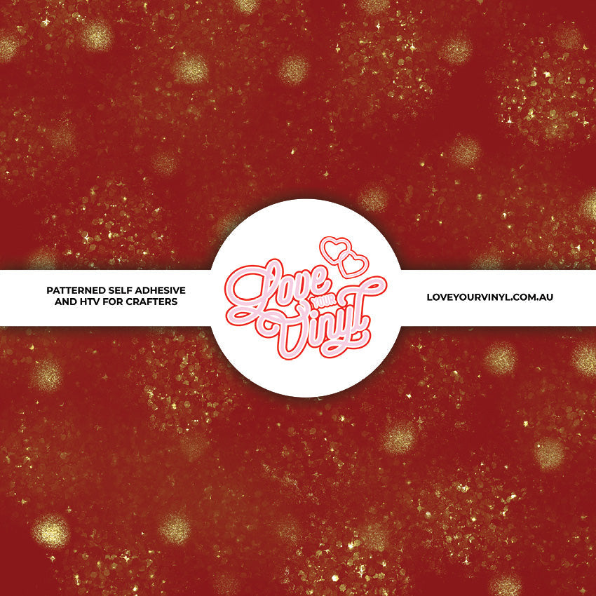 Red and Gold Glitter Christmas Patterned Vinyl LYV_2769