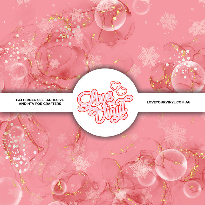 Pink Galaxy Bubble with Snowflakes Christmas Patterned Vinyl LYV_2800