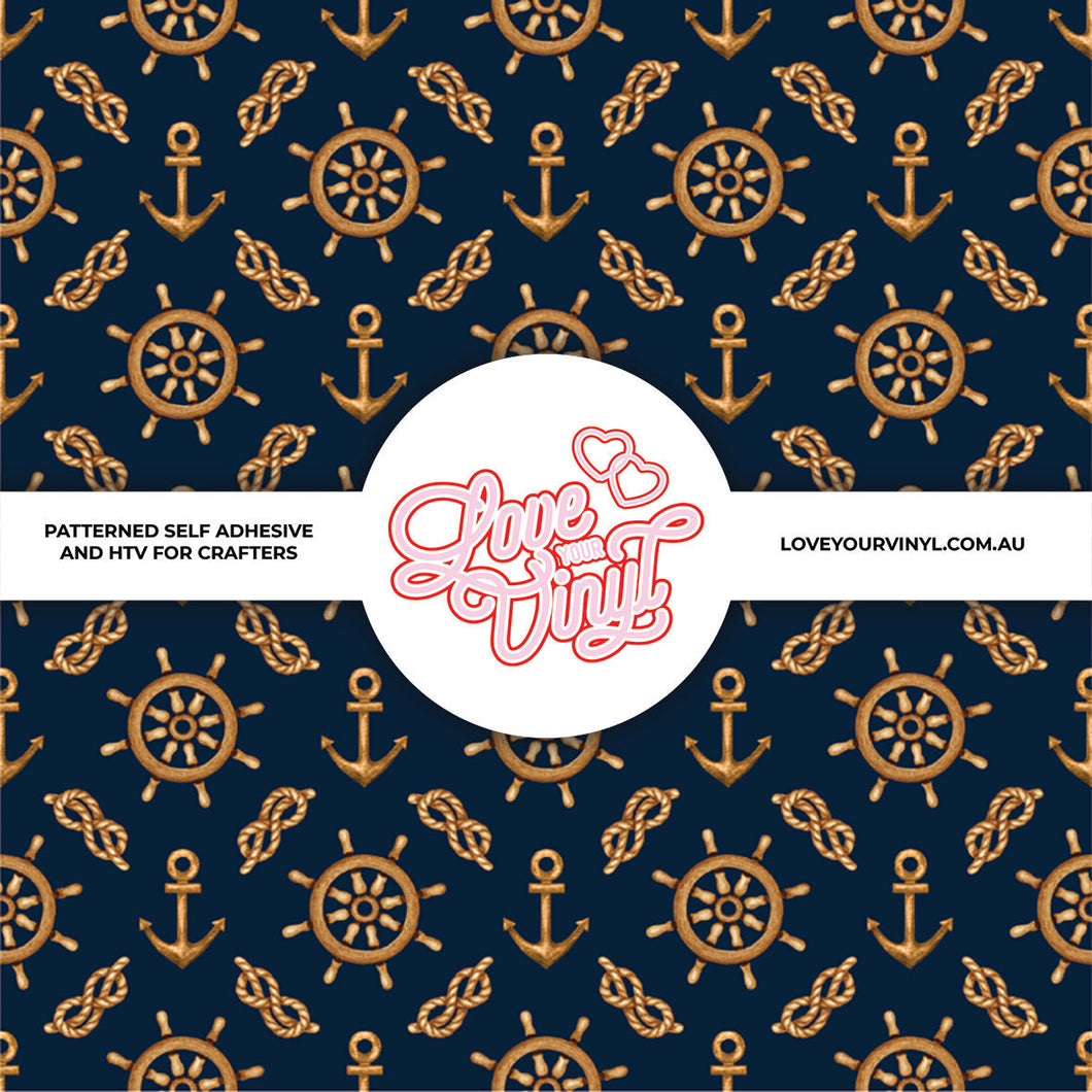 Navy and Gold Nautical Patterned Vinyl LYV_283