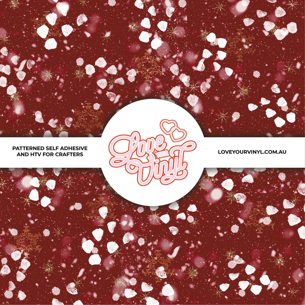Red Christmas Snowflake Patterned Vinyl LYV_304
