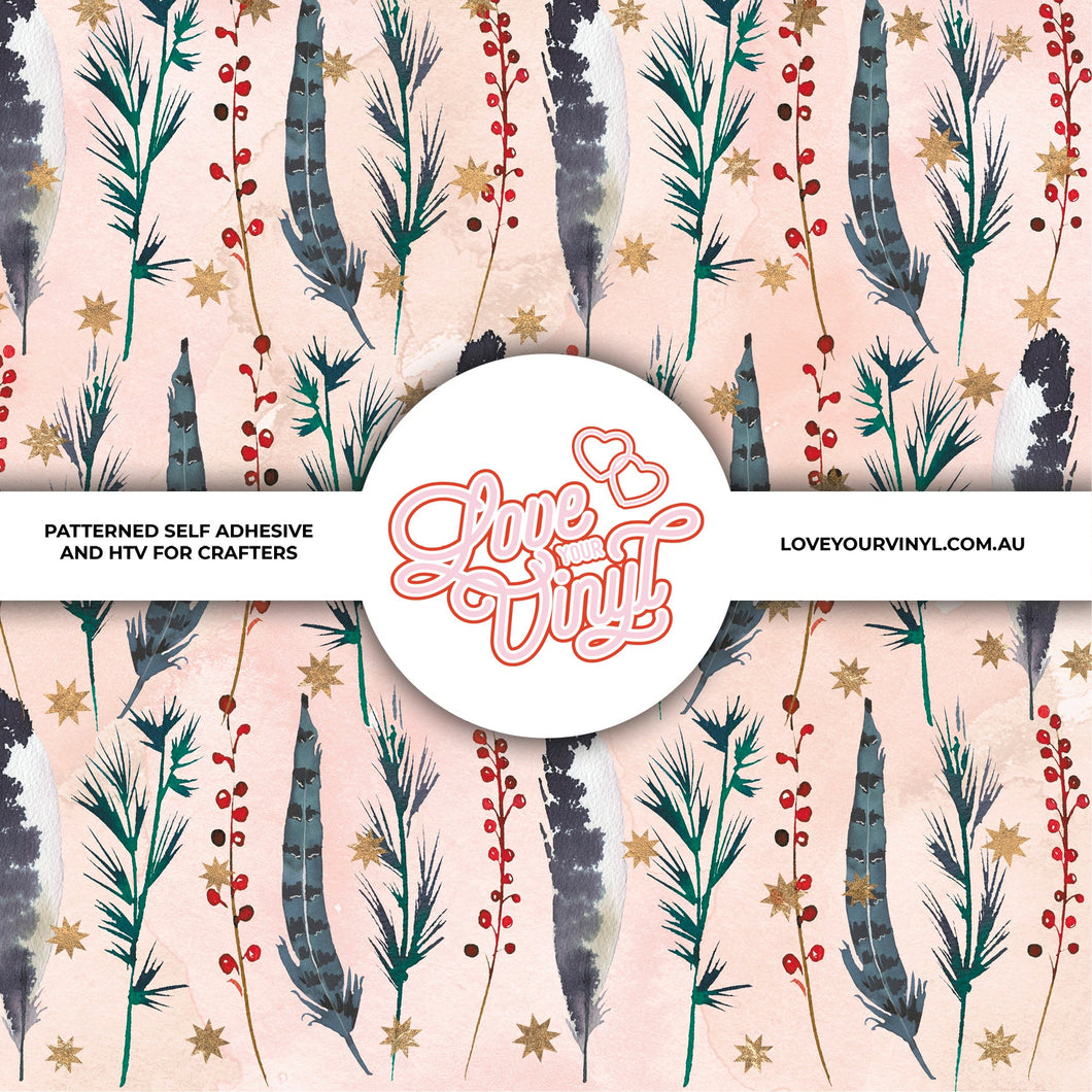 Christmas Feathers Patterned Vinyl LYV_305
