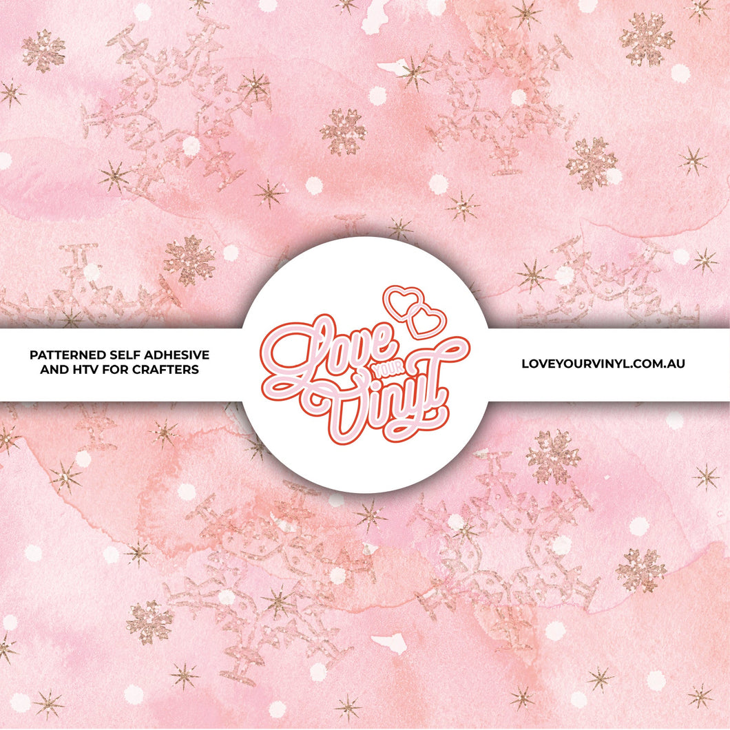 Pink Christmas Snowflake Patterned Vinyl LYV_306