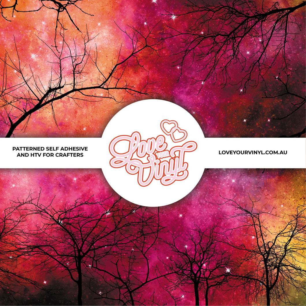 Night Sky Galaxy Trees Patterned Vinyl LYV_316